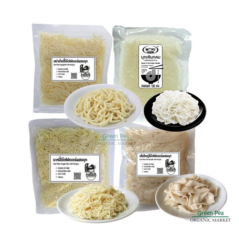 MOKI เส้นบุกคีโต 100 กรัม เส้นสปาเกตตี้ , เส้นใหญ่ , เส้นกลม , เส้นบะหมี่ [ KETO ]