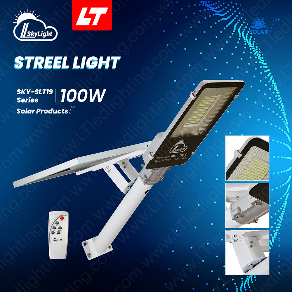 SKYBIRD โคมไฟถนนโซล่าเซลล์ 100W-300W รุ่นSKY-SLT19 daylight/warmwhite โคมไฟถนนโซล่าเซลล์ Streetlight