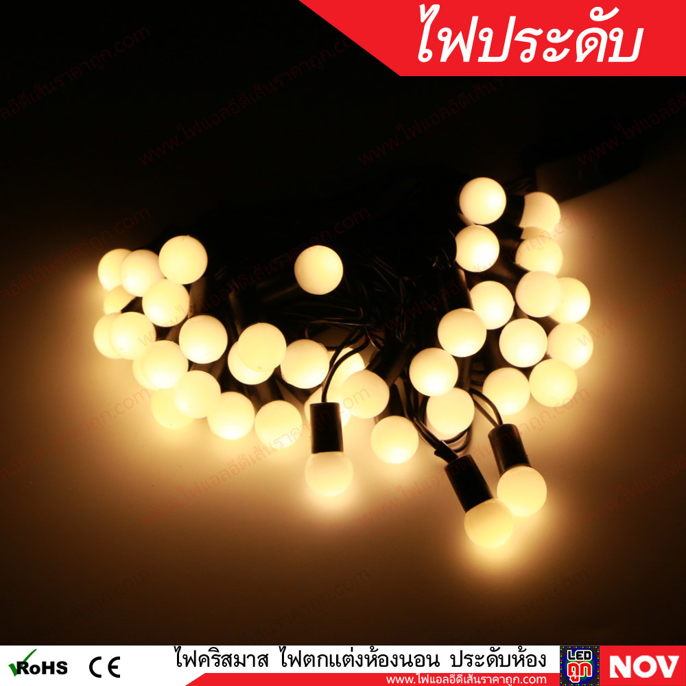 ไฟเชอรี่ ไฟประดับ ไฟตกแต่งห้องนอน ไฟกระพริบ หลอดบับพลาสติก 40 LED 220v ยาว 5M