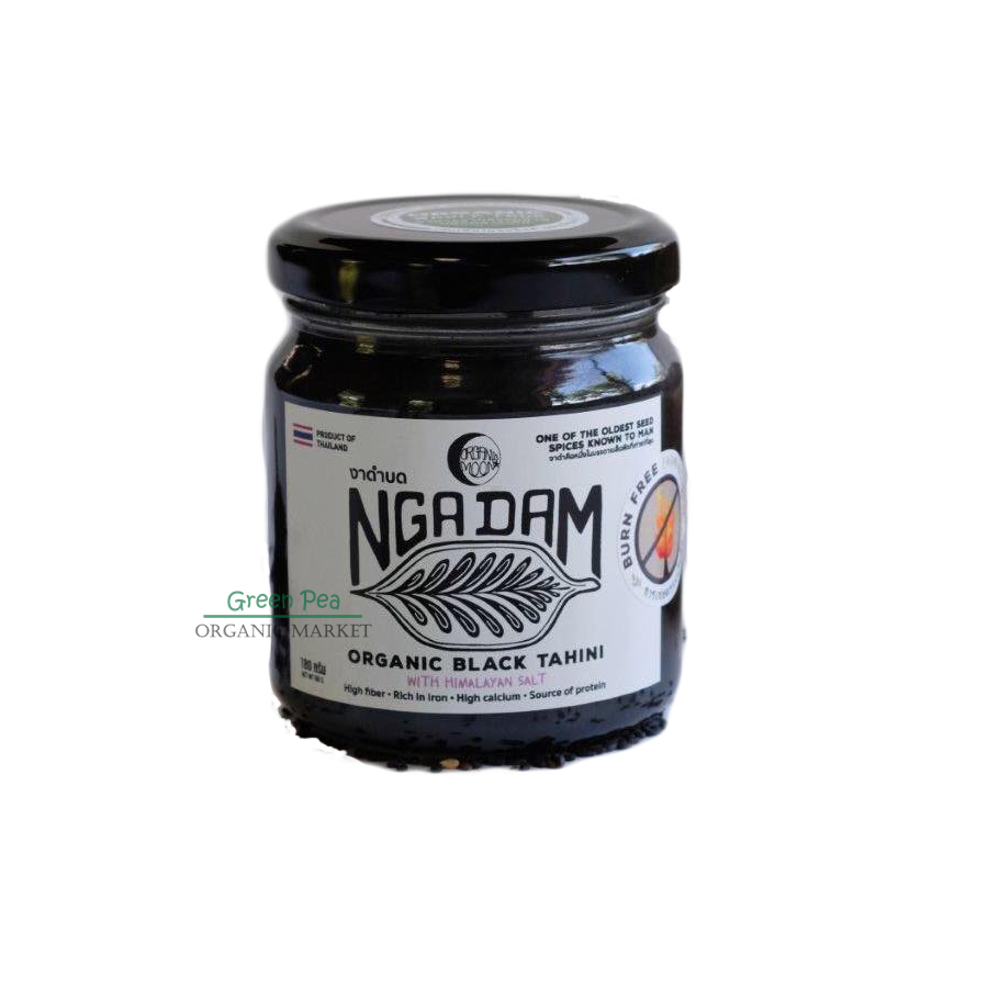 Organic Moon ครีมงาดำบด คั่วไฟอ่อน ไม่ผ่านการขัดสี 180g. Organic Black Sesame
