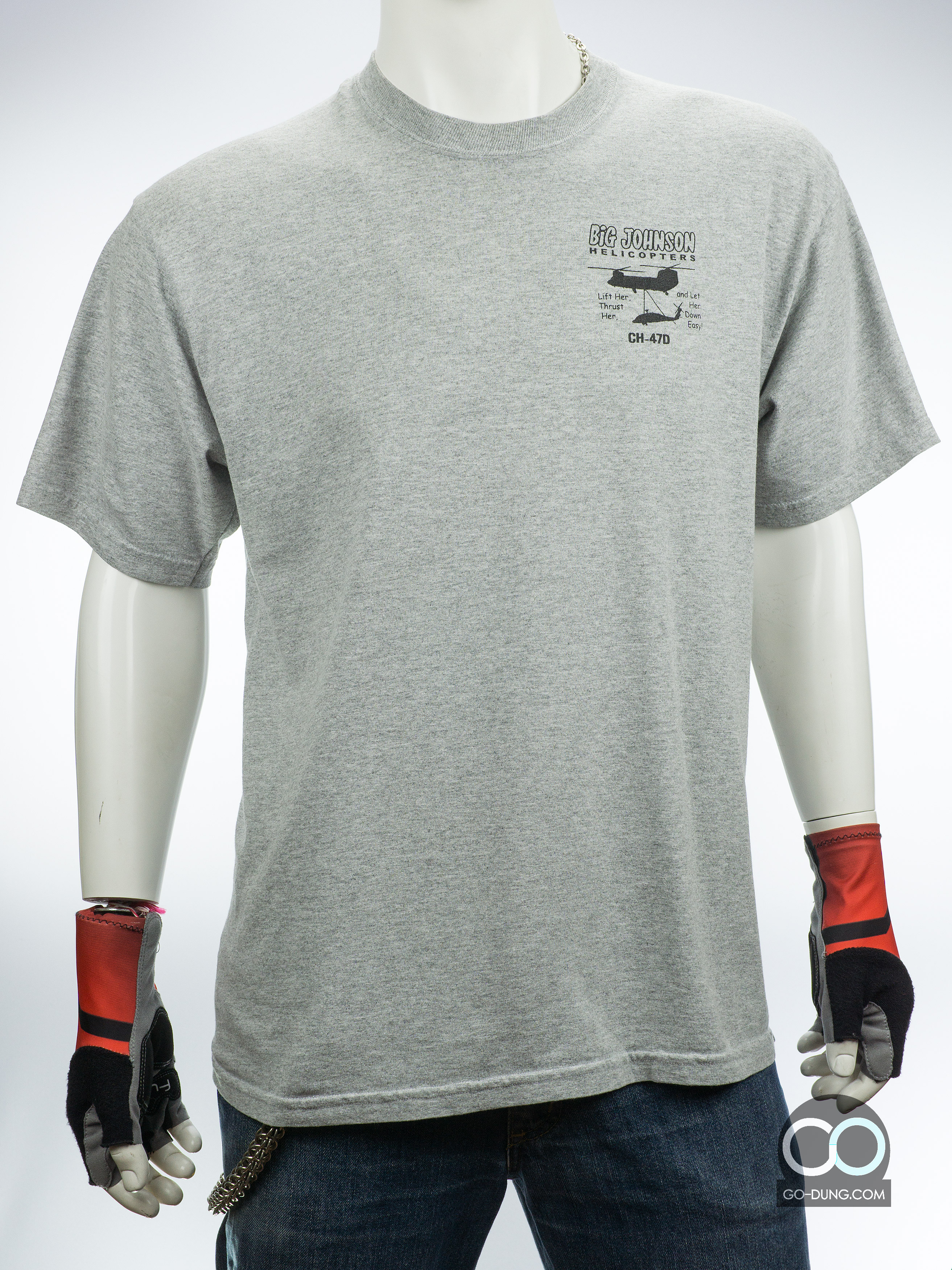 เสื้อยืดมือสอง JERZEES : BIG JOHNSON HELICOPTERS ผ้าผสม 90/10