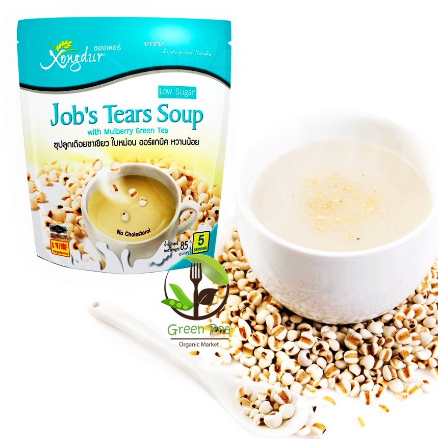 ซุปลูกเดือยชาเขียวใบหม่อน Xongdur หวานน้อย แบบแพค5ซอง