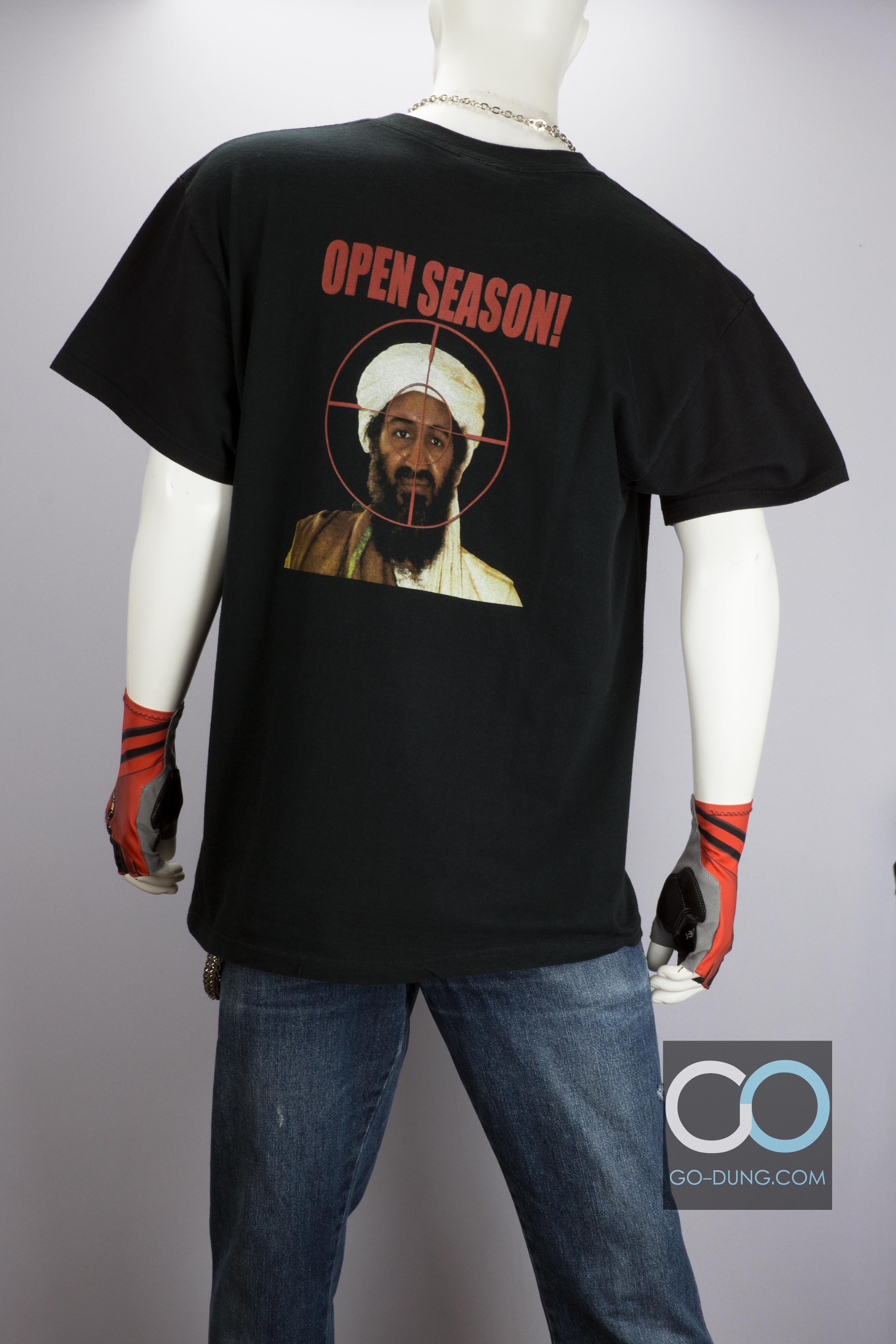 ขาย เสื้อยืดมือสอง FRUIT OF THE LOOM : OPEN SEASON BIN LADEN ผ้า 100 คอตตอน