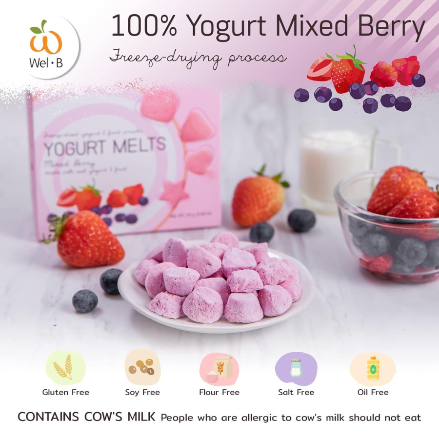 Wel-B Yogurt Melts Mixed Berry ขนาด 25 กรัม โยเกิร์ตกรอบ มิกซ์เบอร์รี่ ฟรีซดราย หอม กรอบ หยิบง่าย เวลบี
