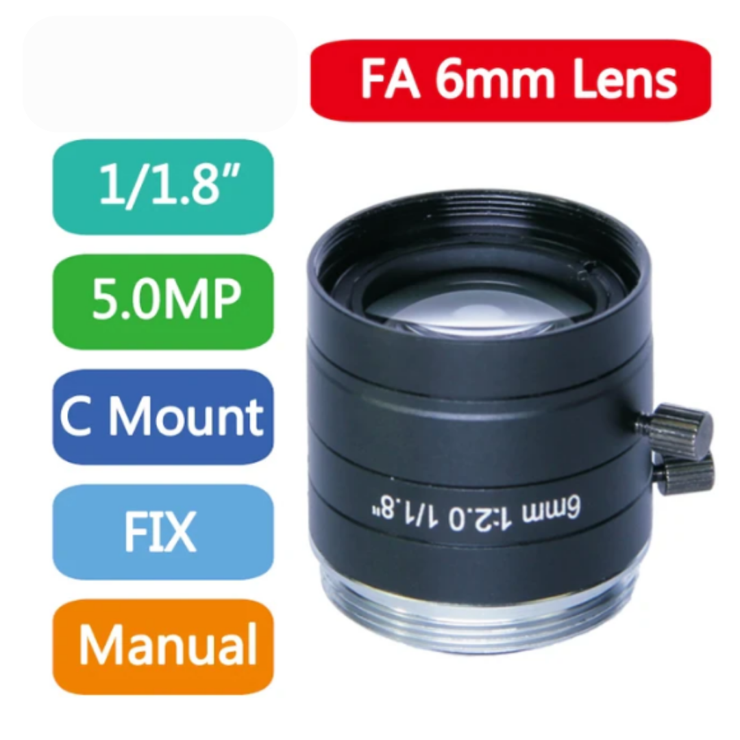Machine Vision Lens 5MP Focal F2.0 1/1.8Inch C Mount เลนส์