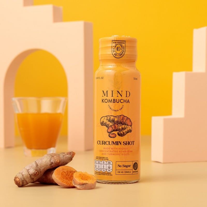 Mind Kombucha Cucumin shot เคอร์คิวมิน ช็อต 50ml. x 12ขวด เครื่องดื่ม คอมบูชะเข้มข้น ผสม ขมิ้น Turmeric Roots