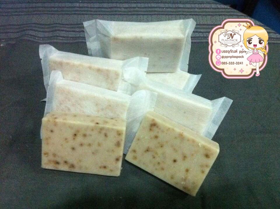 ซองสปันบอล(สีขาว) ใส่สบู่ 100 g. ขนาด 8 X 13 cm.