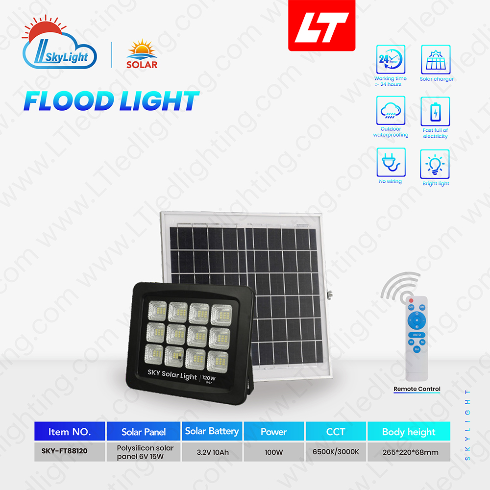SKYBIRD ฟลัดไลท์โซล่าเซลล์ 120W-300W รุ่นSKY-FL88 daylight/warmwhite โซล่าเซลล์ floodlight