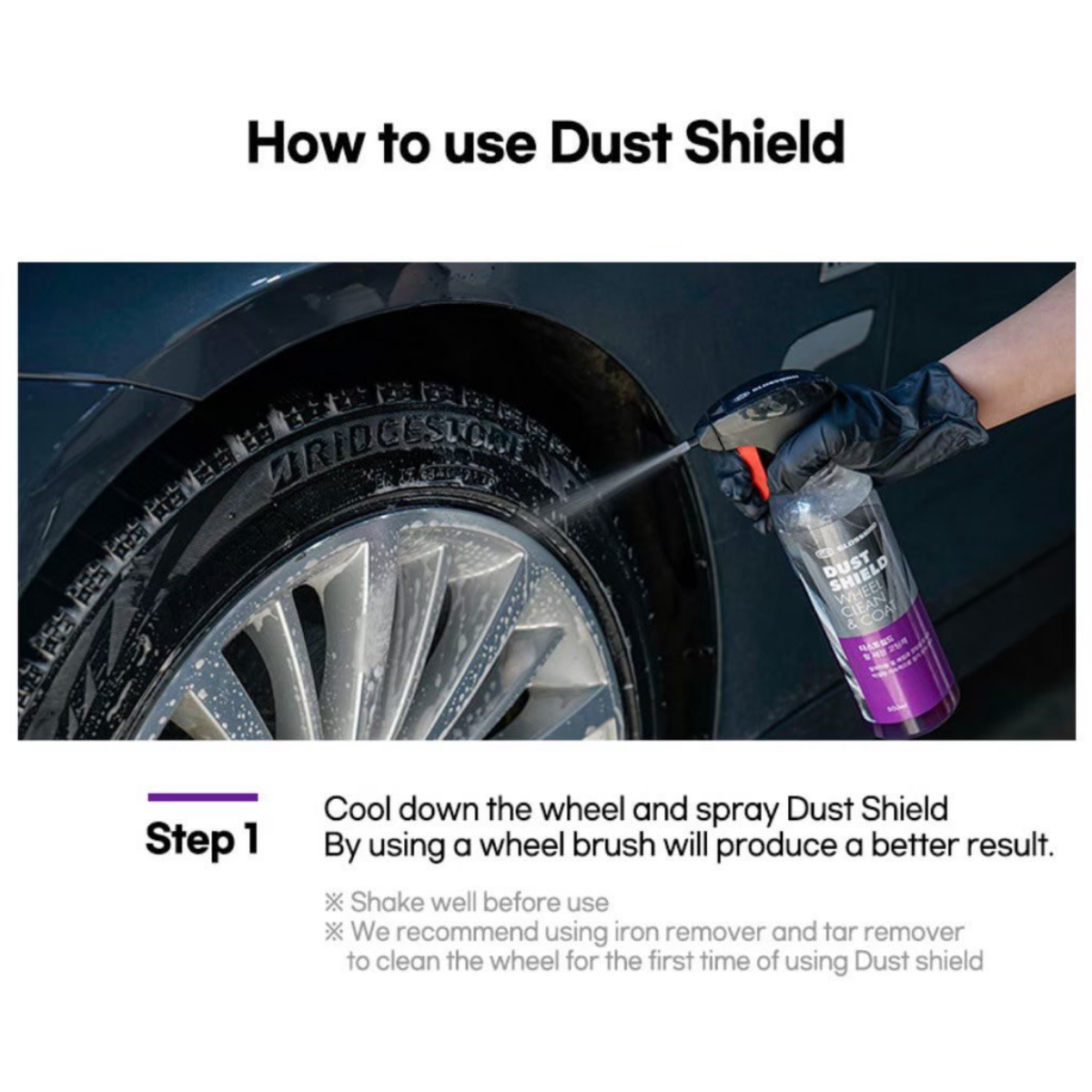 GLOSSBRO Dust Shield, โฟมสเปรย์ทำความสะอาดและเคลือบล้อ 500ml