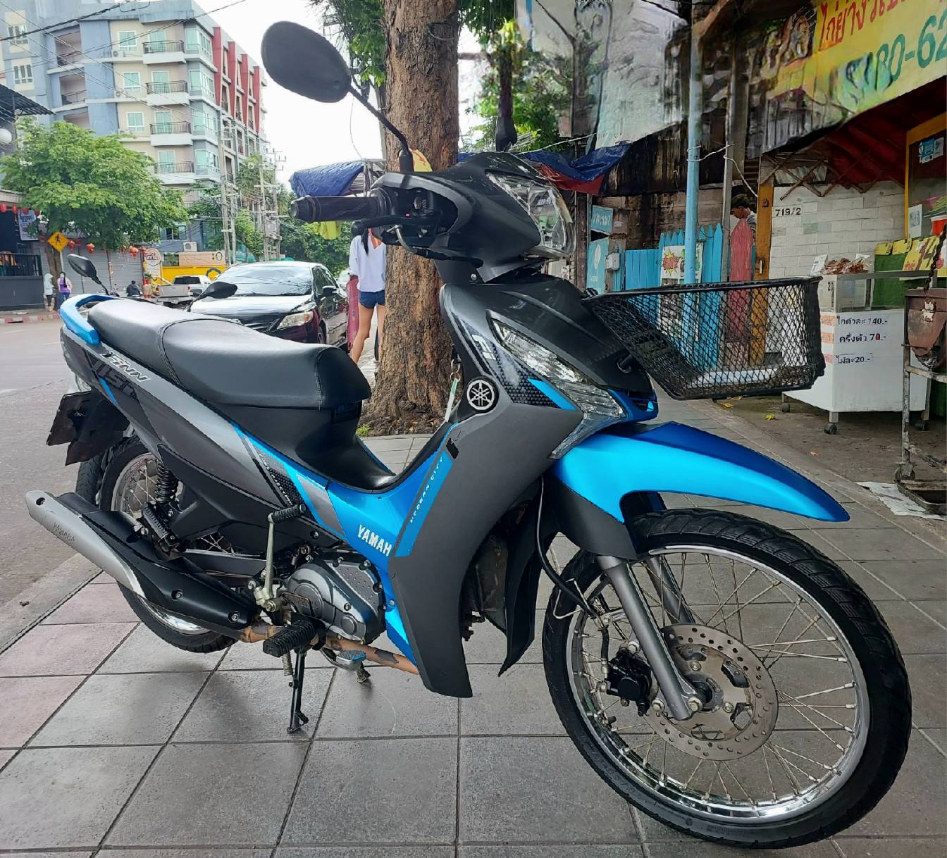 (ปิดการขาย) yamaha finn สีน้ำเงินเทา ปี 65 สตาร์ทมือ ล้อซี่