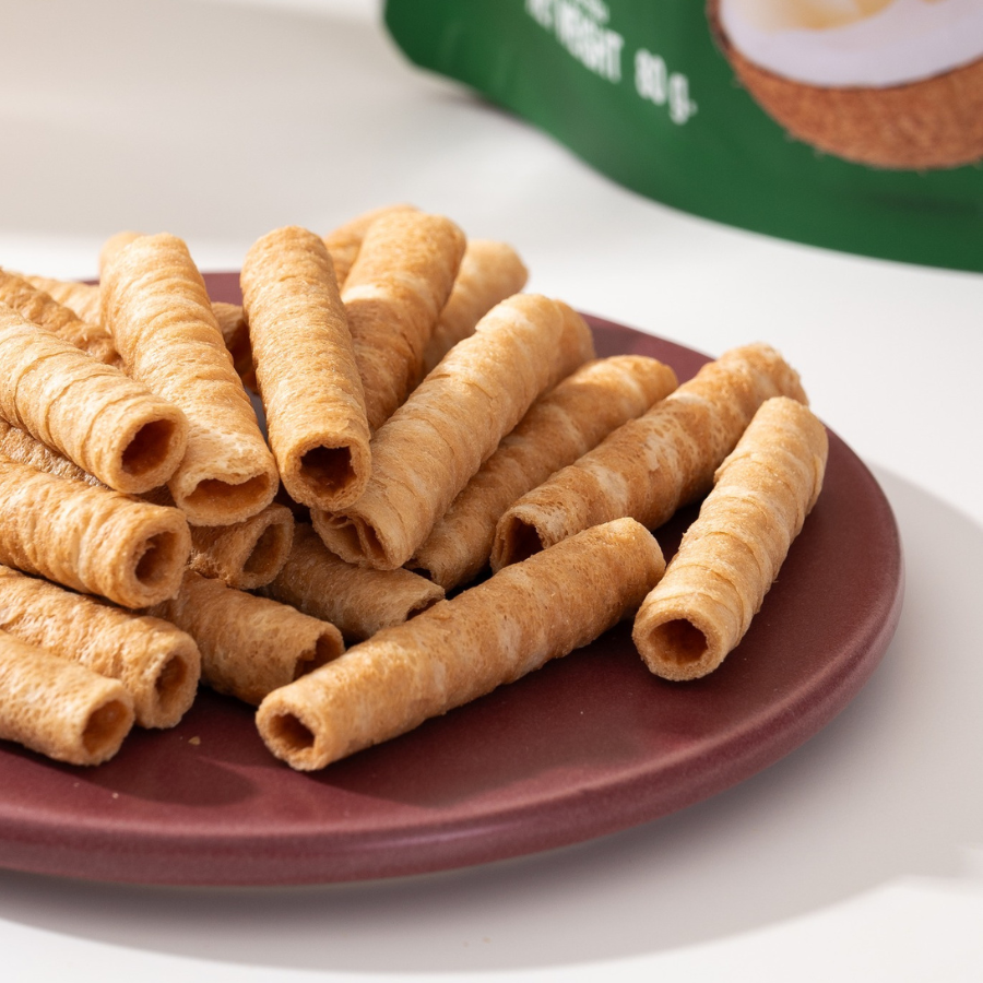 Vena วีนา Coconut Crispy Rolls ทองม้วน อบกรอบ 3 รสชาติ ขนาด 80 กรัม ทำจากกระทิแท้ อร่อย กรอบ ทานแบบพอดีคำ