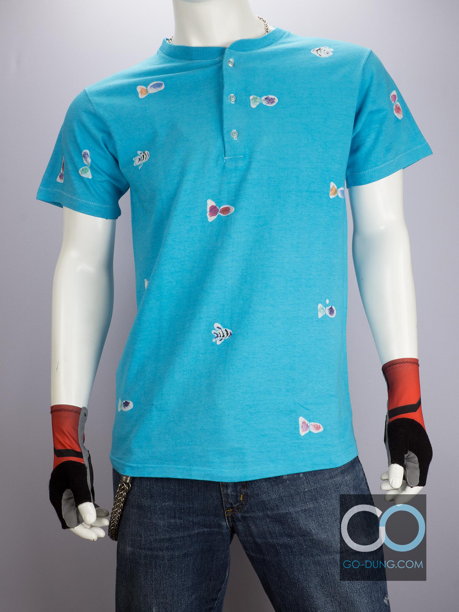 เสื้อยืดมือสอง วินเทจ 80's LIL FAVORITES : Hand Made BATIK คอกระดุม ตะเข็บเดี่ยว