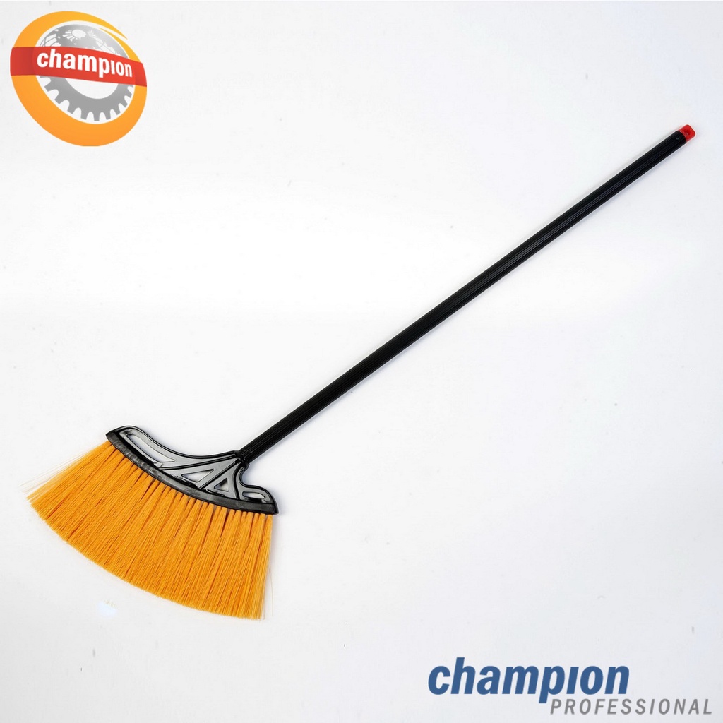 ไม้กวาดเส้นใยไนล่อน CHAMPION รุ่นใหญ่ ขนอ่อน สีเหลือง