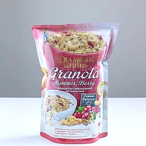 diamondgrains กราโนล่า คลีน 500กรัม ครบรส บรรจุถุงใหญ่ซองซิปล็อค รักษาคุณภาพ