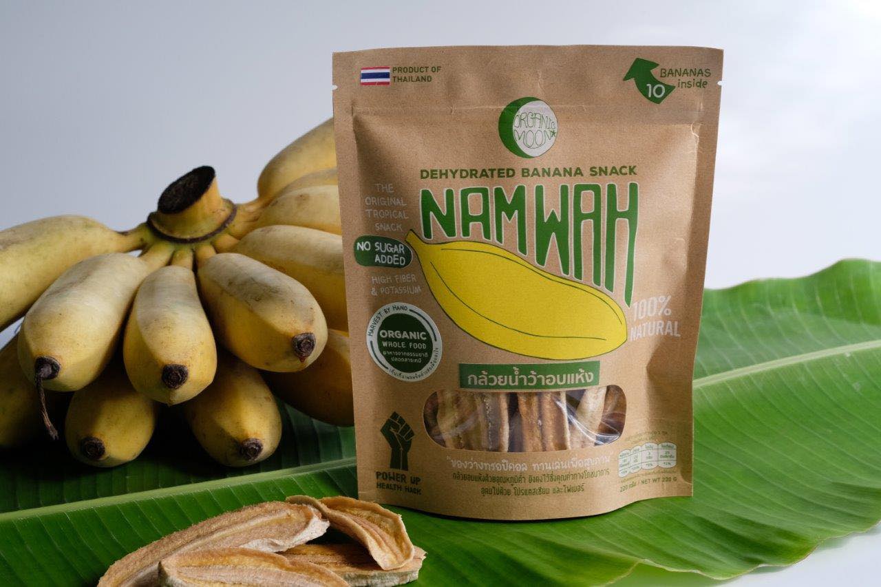 Organic moon กล้วยน้ำว้าอบแห้ง Dehydrated Bananas 220g. / 70g. ไม่มีเติมน้ำตาล