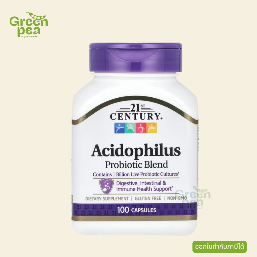 21st Century, แอซิโดฟิลัส โปรไบโอติก เบลนด์ บรรจุ 100 แคปซูล , Probiotic , โปรไบโอติกส์.