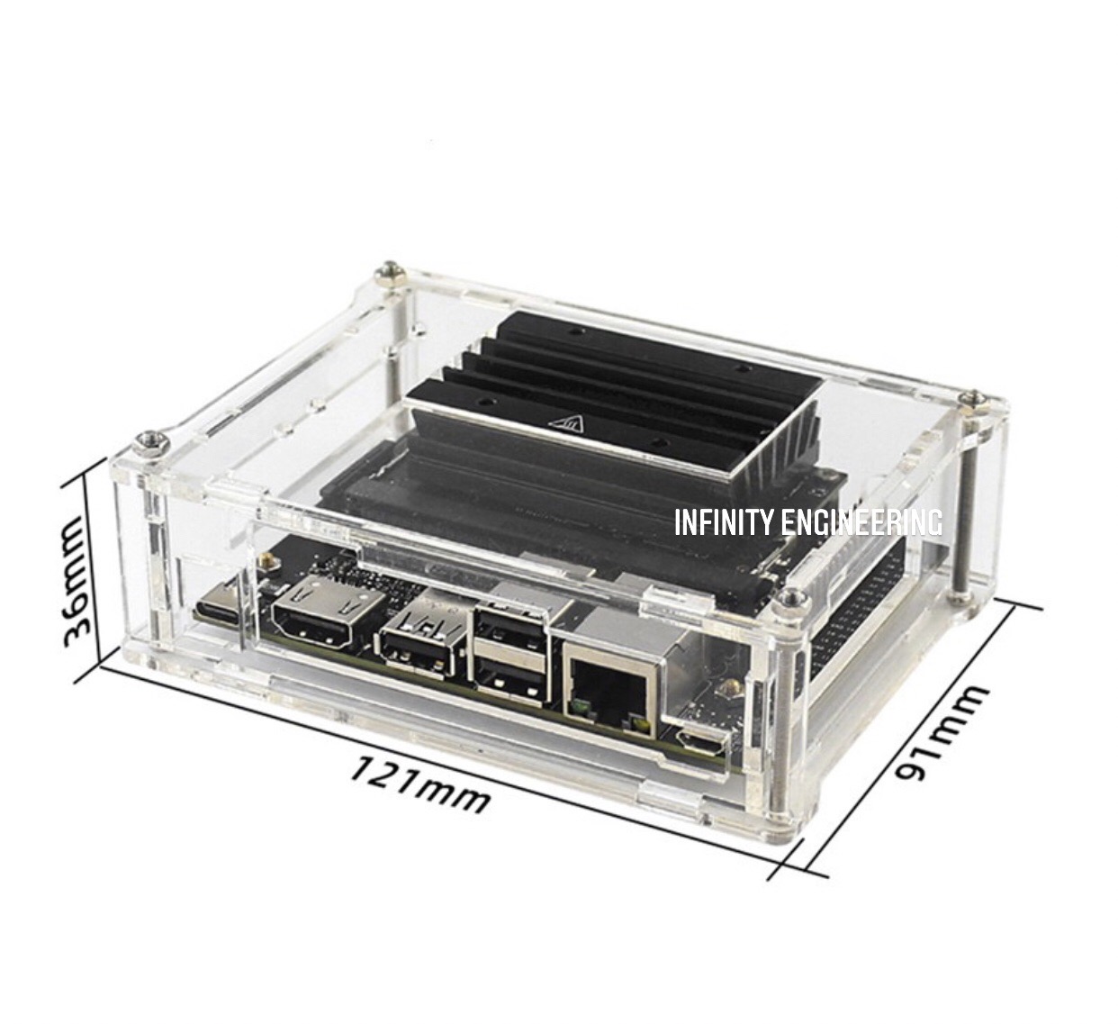 เคสอะคริลิคใสพร้อมพัดลมระบายความร้อนสําหรับ NVIDIA Jetson Nano