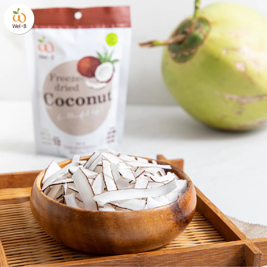 Wel-B Freeze dried Coconut ขนาด 30 กรัม มะพร้าวอบกรอบ ขนม มะพร้าว ขนมเด็ก ฮาลาล เวลบี