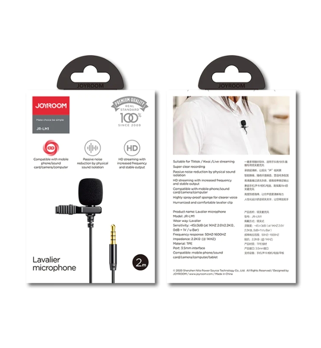 Joyroom JR-LM1 3.5 (ไมค์ไลฟ์สด แบบสายเสียบAUX) 2M
