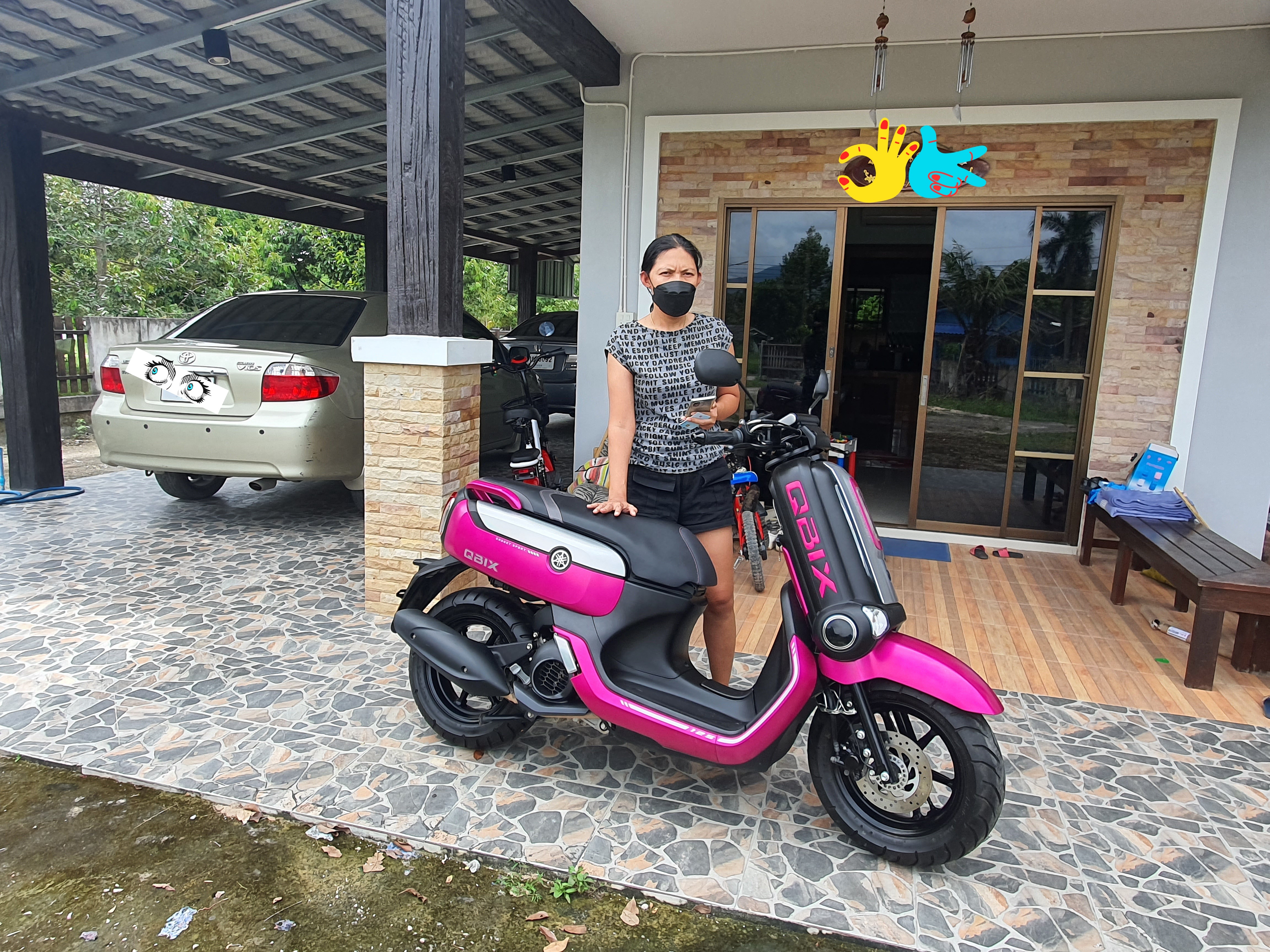 (( ขายแล้วครับ )) q bix ปี2021 สีชมพูดำ รถ 3เดือน พร้อมส่งระยองครับ