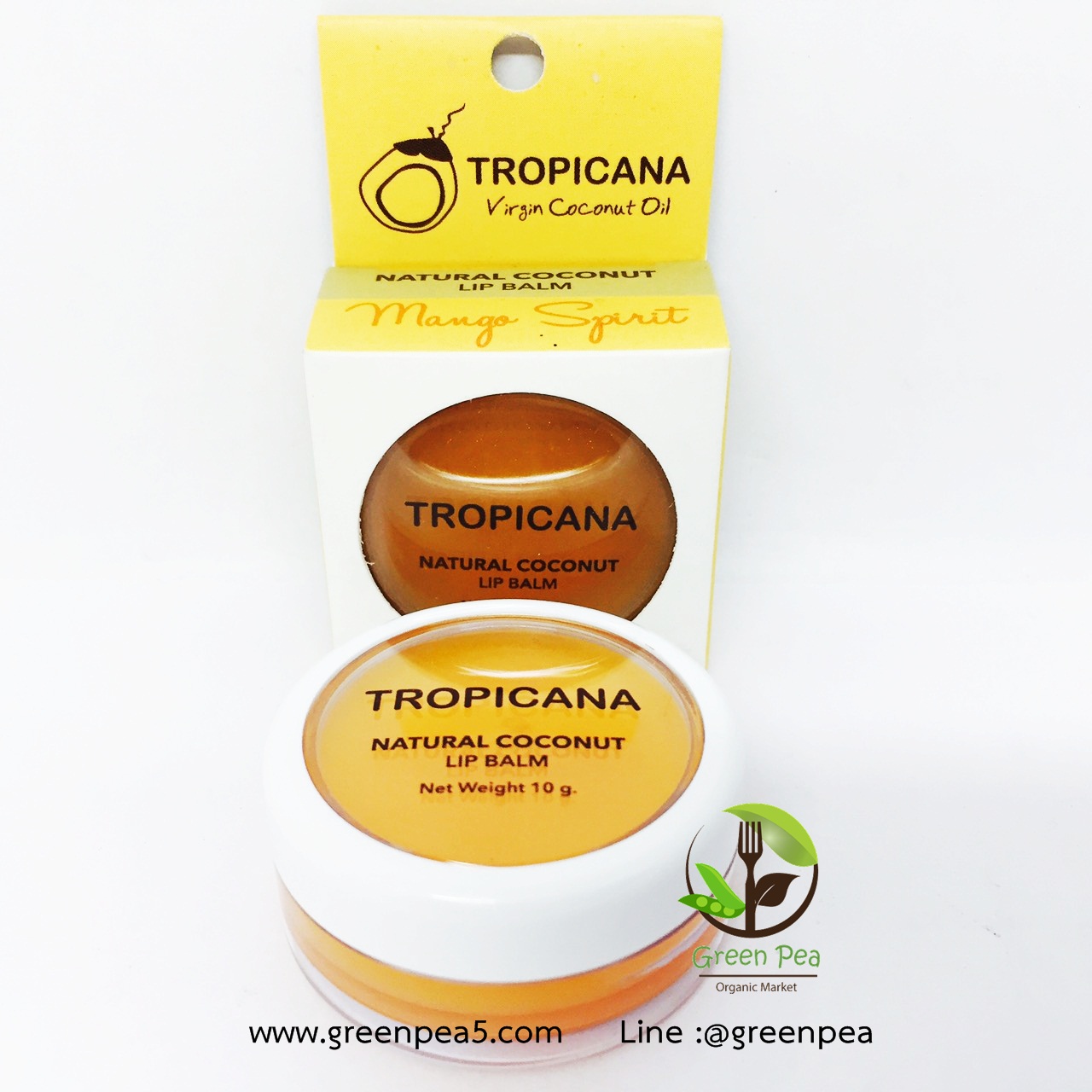 NATURAL COCONUT LIP BALM 10 G.NON-PARABEN ลิปบาล์มน้ำมันมะพร้าว Tropicana