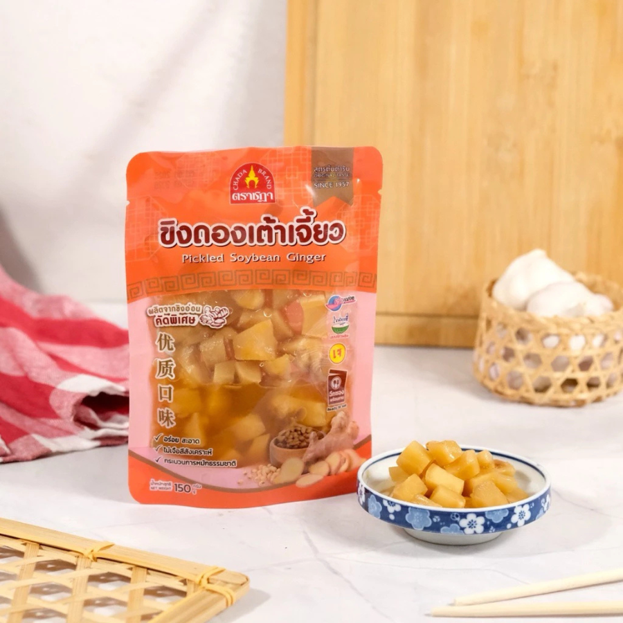 Chada Sour Pickled Ginger ขิงดอง 2 รสชาติ 150 กรัม พร้อมทาน สูตรต้นตำรับ ใช้ขิงอ่อน ตราชฎา