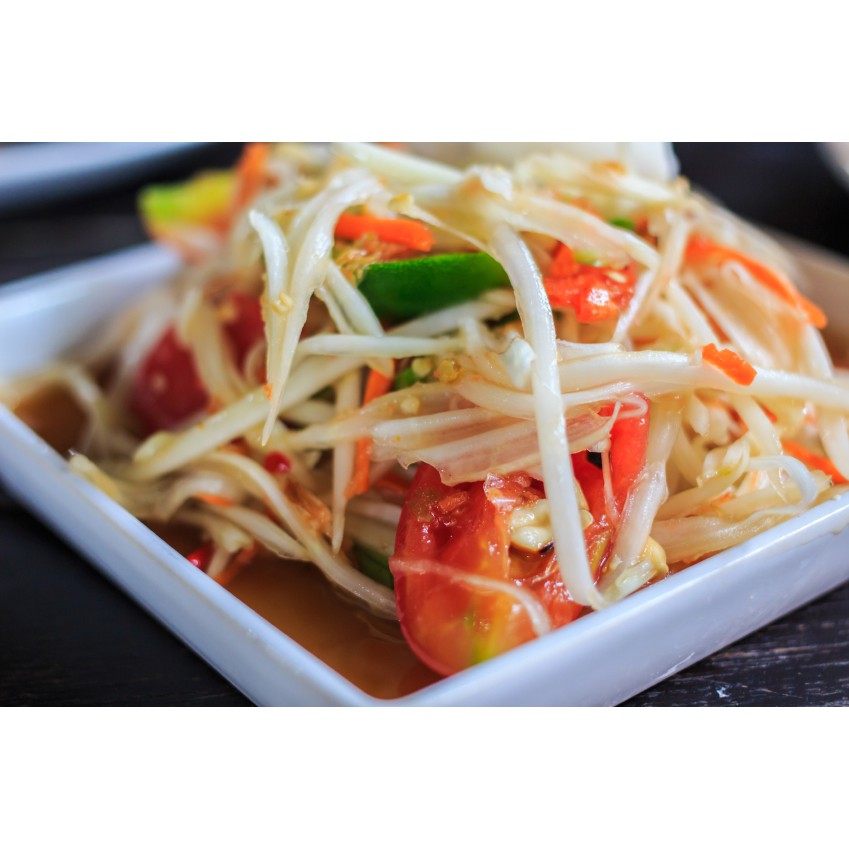 ส้มตำ สำเร็จรูป สะดวกพร้อมเครื่องครบเซต /Papaya salad
