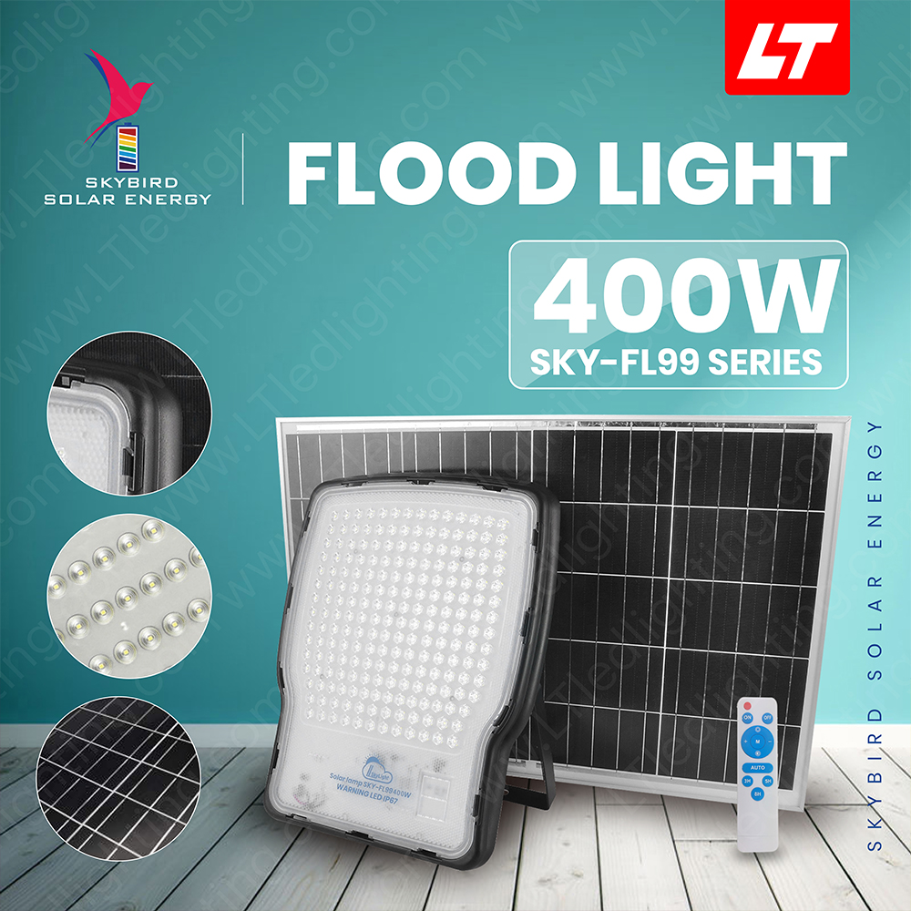 SKYBIRD ฟลัดไลท์โซล่าเซลล์ 250W-400W รุ่นSKY-FL99 daylight/warmwhite โซล่าเซลล์ floodlight