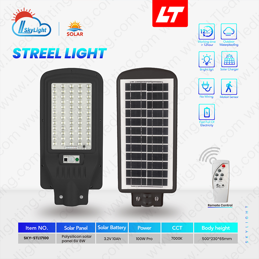 SKYBIRD โคมไฟถนนโซล่าเซลล์ 100W-400W รุ่นSKY-SLT17 daylight 6500K โคมไฟถนนโซล่าเซลล์ Streetlight