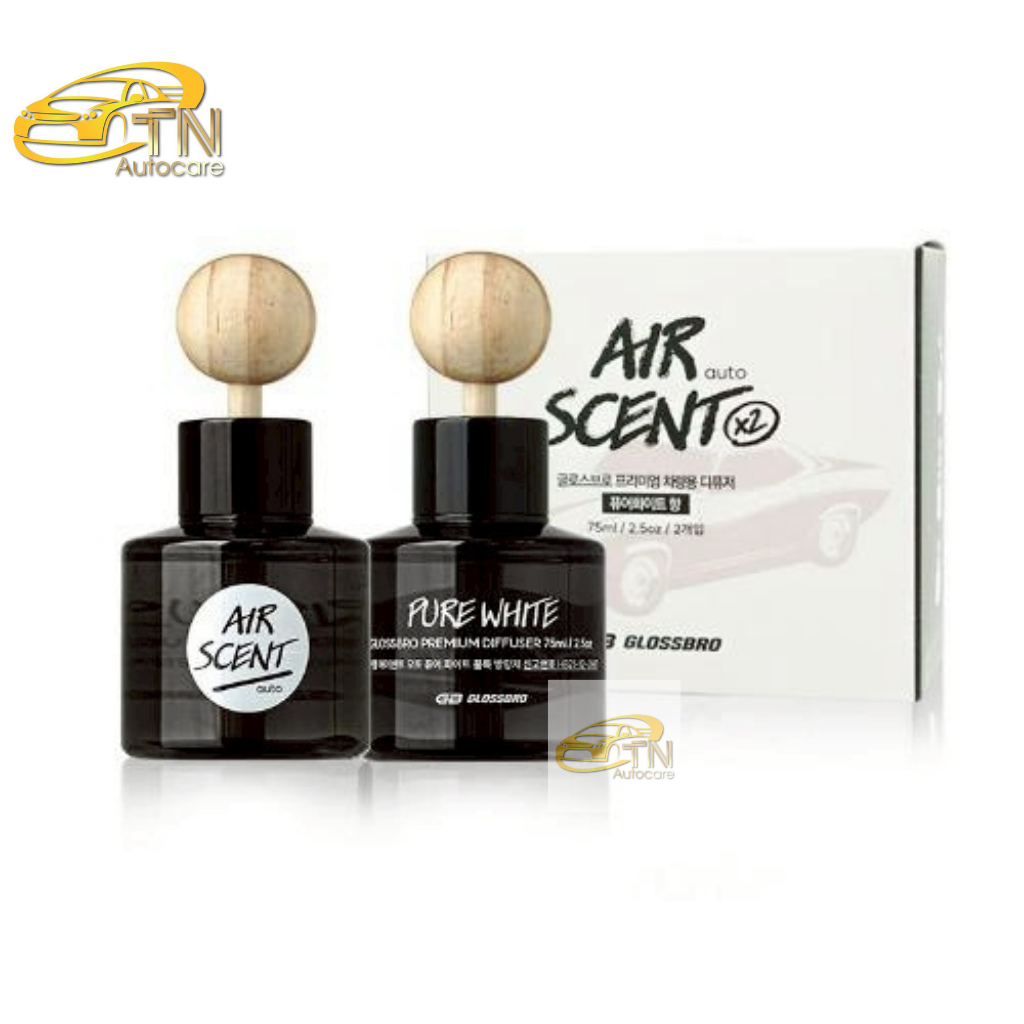 GLOSSBRO Airscent Auto Pure White 75ml, น้ำหอมปรับอากาศ (1 กล่องมี 2 ขวด)