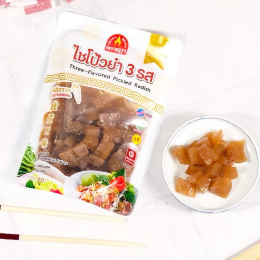 Chada Three Flavored Pickled Radish ไชโป้วยำ 3 รส 150 กรัม สูตรต้นตำรับ ไชโป้ว ไม่ใส่ผงชูรส พร้อมทาน ตราชฎา