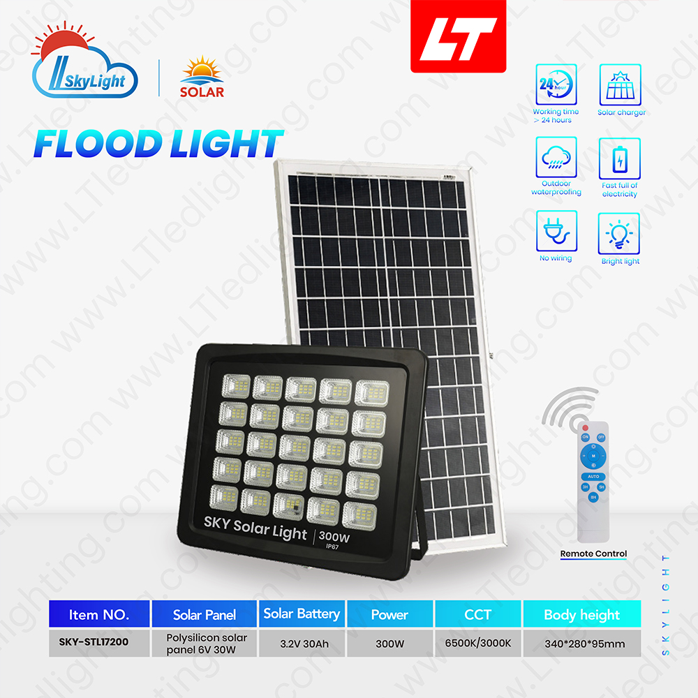 SKYBIRD ฟลัดไลท์โซล่าเซลล์ 120W-300W รุ่นSKY-FL88 daylight/warmwhite โซล่าเซลล์ floodlight