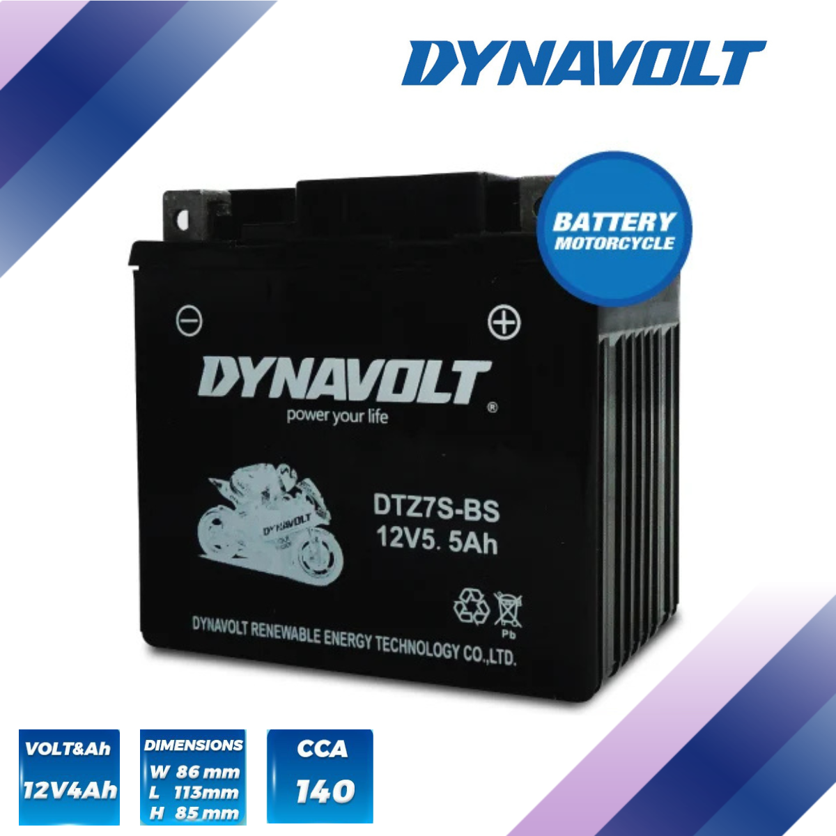 Dynavolt แบตเตอรี่แห้ง SLA สำหรับCLICK-I110,SCOOPY-I,AIRBLADE,WAVEทุกรุ่น