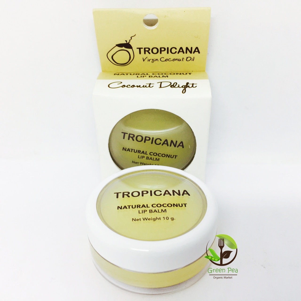 NATURAL COCONUT LIP BALM 10 G.NON-PARABEN ลิปบาล์มน้ำมันมะพร้าว Tropicana