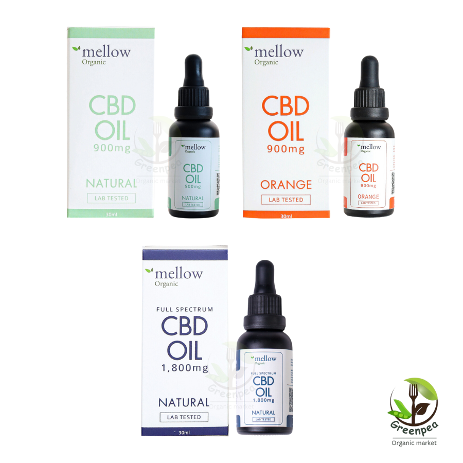 Mellow Organic Premium CBD Oil Ogranic Drops น้ำมัน CBD สารสกัดจากต้นกัญชง 900 mg. / 1800 mg. ขนาด 30 ml. ผ่อนคลาย ออร์แกนิก
