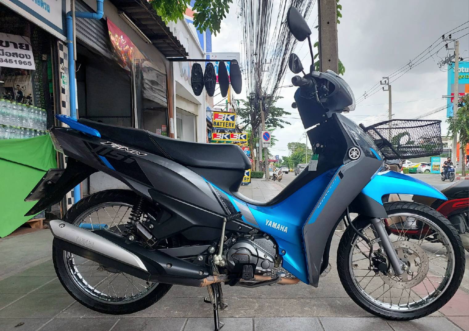 (ปิดการขาย) yamaha finn สีน้ำเงินเทา ปี 65 สตาร์ทมือ ล้อซี่