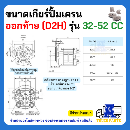 ปั้มเครนหมุนตาม ปั้มไฮดรอลิค 5ตัน 13ฟัน 10ฟัน ออกล่าง(ออกตูด)-ออกข้าง เกียร์ปั้ม 40F 44 48 52 GearPump รถติดเครน แม็คโคร