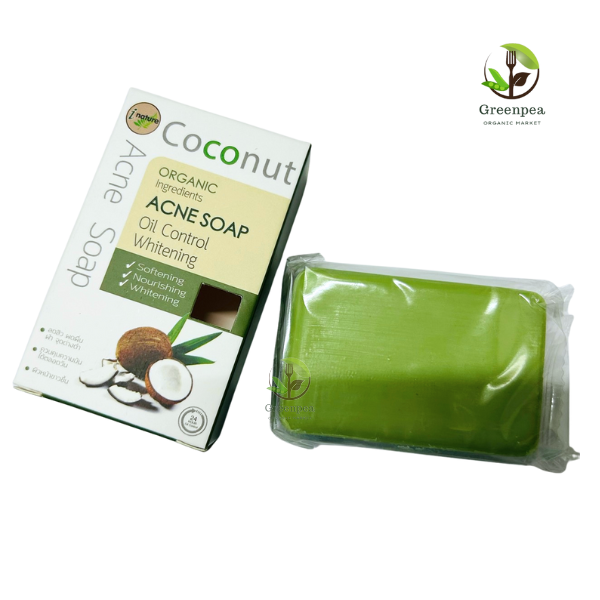 I Nature สบู่ก้อน มะพร้าวและฟ้าทะลายโจร ออร์แกนิค 120กรัม สำหรับผิวหน้า สิว แพ้ง่าย