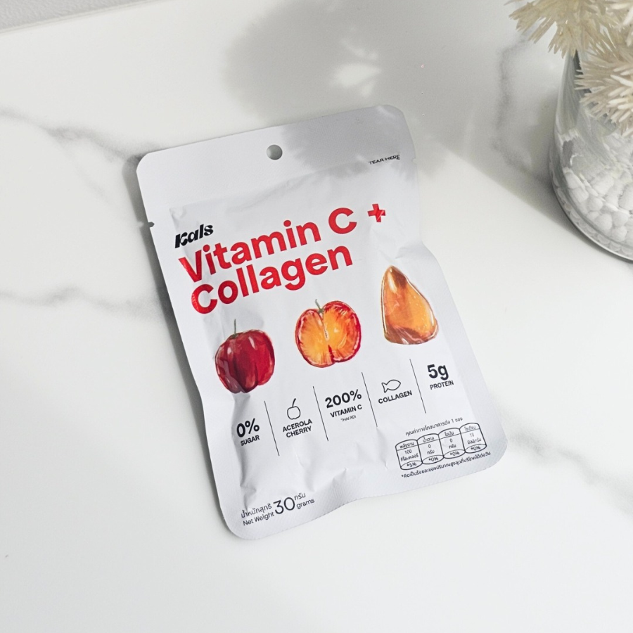 Kals Jelly Acerola Cherry Collagen Vitamin C กัมมี่ เยลลี่ คอลลาเจน วิตามินซี รสอะเซโรล่าเชอร์รี่ 30 กรัม ไม่มีน้ำตาล ทานได้ทั้งวัน แคลส์