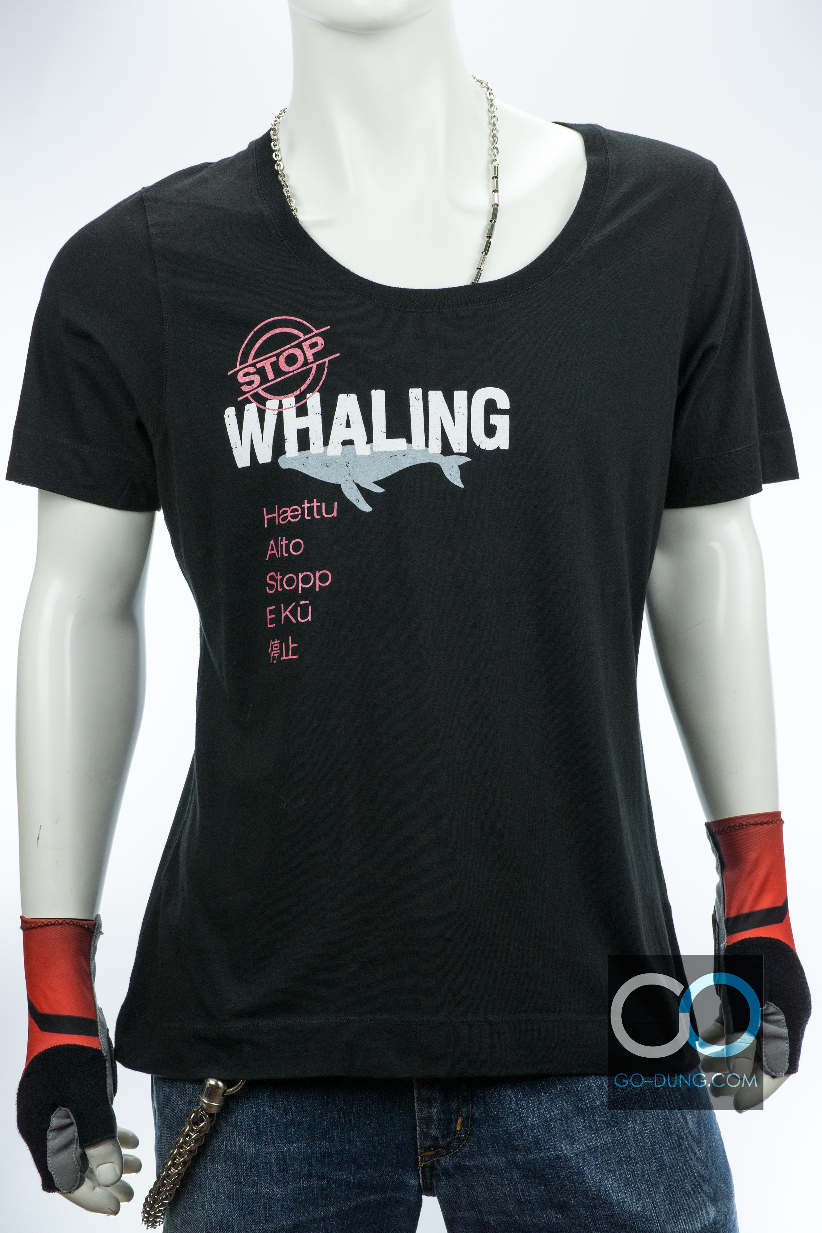 เสื้อยืด USA มือสอง PORT AUTHORITY : STOP WHALING ผ้า 100 คอตตอน