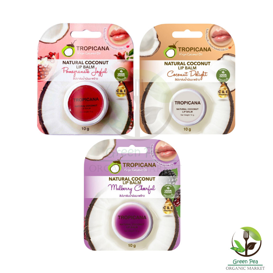 NATURAL COCONUT LIP BALM 10 G.NON-PARABEN ลิปบาล์มน้ำมันมะพร้าว Tropicana