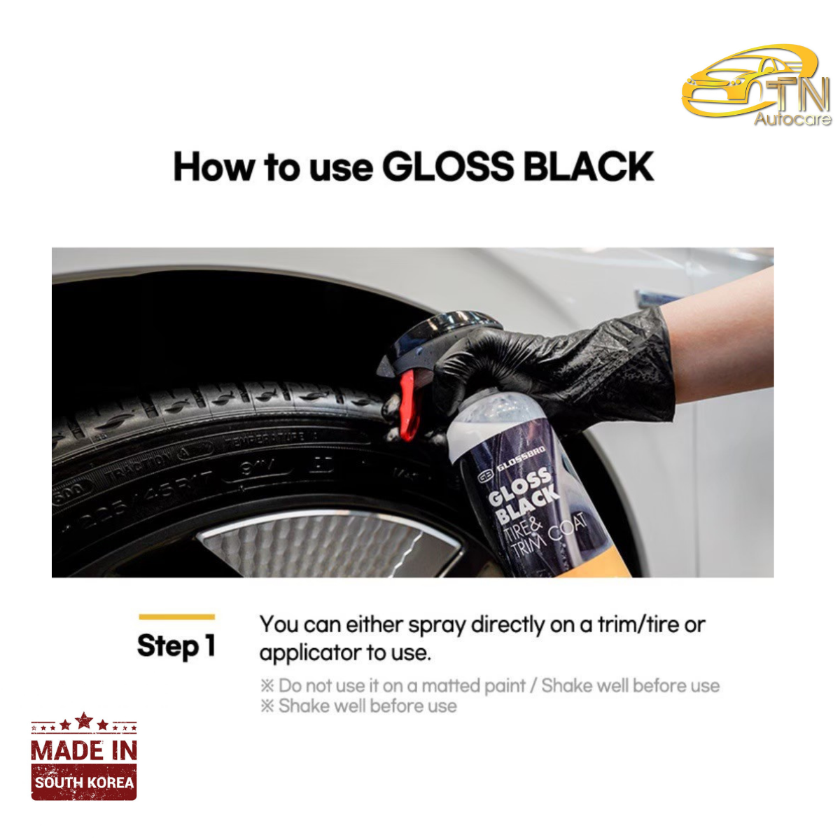 GLOSSBRO Gloss Black, สเปรย์เคลือบยางและพลาสติกไวนิล 500ml