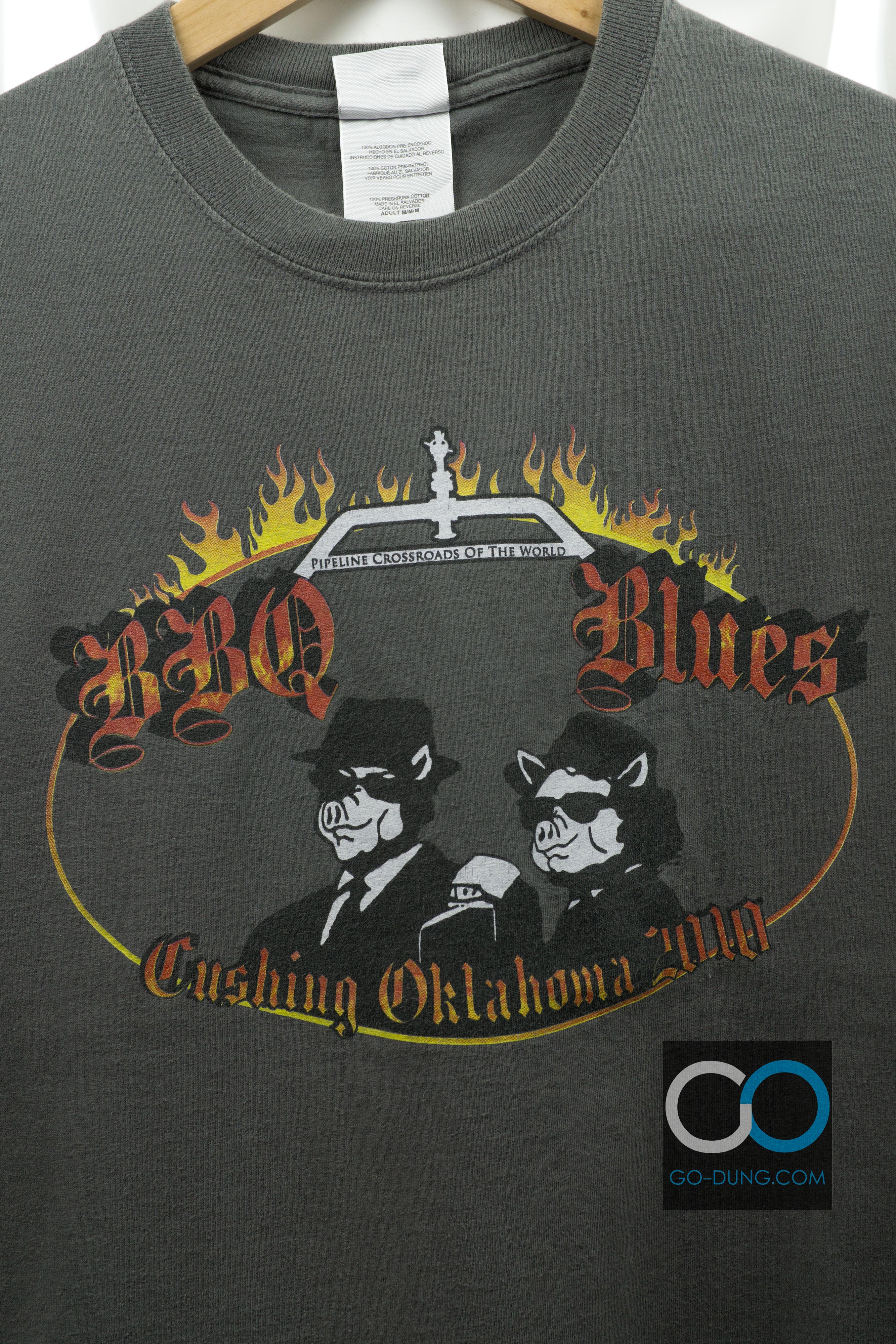 เสื้อ USA แท้ PORT AND COMPANY : BBQ BLUES CUSHING OKLAHOMA 2010 ผ้า 100 คอตตอน