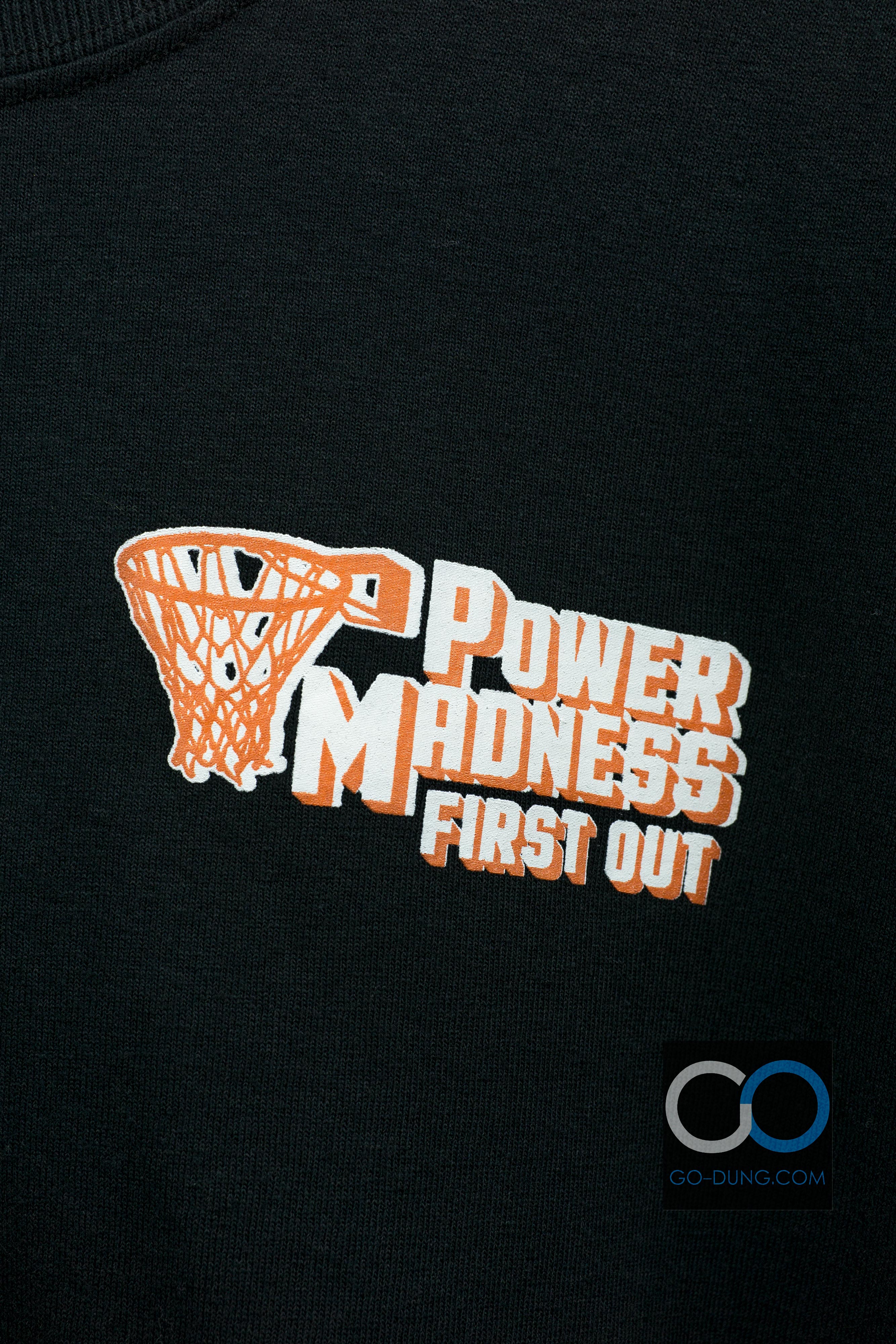 เสื้อยืดมือสอง ผ้าบาง PORT AND COMPANY : POWER MADNESS FIRST OUT ผ้า 50/50