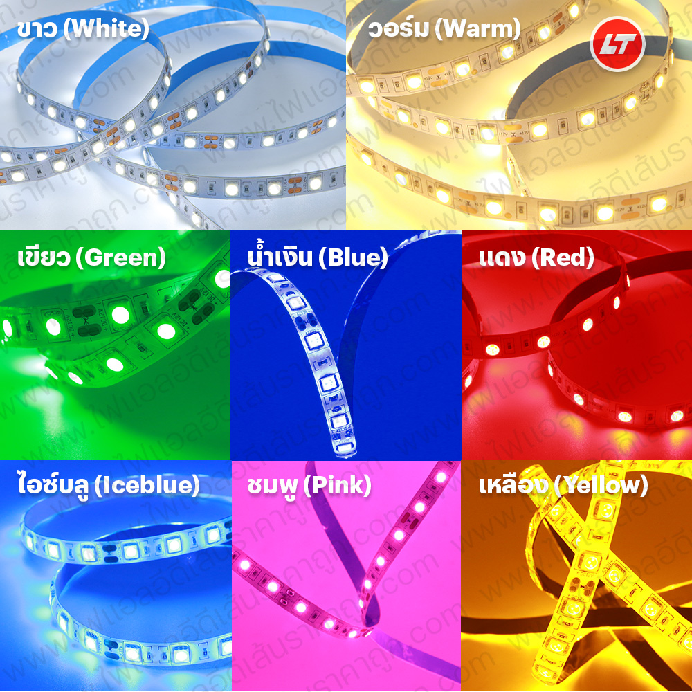 ZACCO ZMV06 12v-24v (MT-5050-60) ไฟเส้น LED Strip รุ่นประหยัดใช้งานได้หลากหลาย (มีหลายสี กันน้ำ/ไม่กันน้ำ)