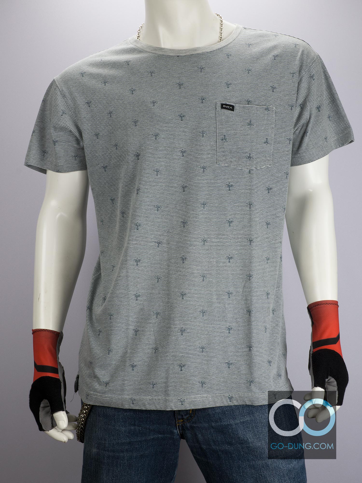 ขาย เสื้อยืดมือ 2 ยี่ห้อ RVCA ผ้า 100 คอตตอน ลายทาง มีกระเป๋า