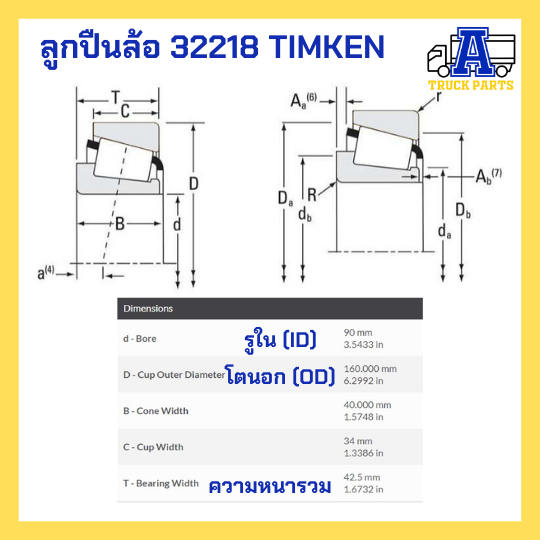 ลูกปืนล้อ TIMKEN, ตลับลูกปืน, ตลับลูกปืนเตเปอร์, TAPERED ROLLER BEARING 32213, 32215, 32216, 32217, 32218, 32219, 218248/10, 33118, 33213