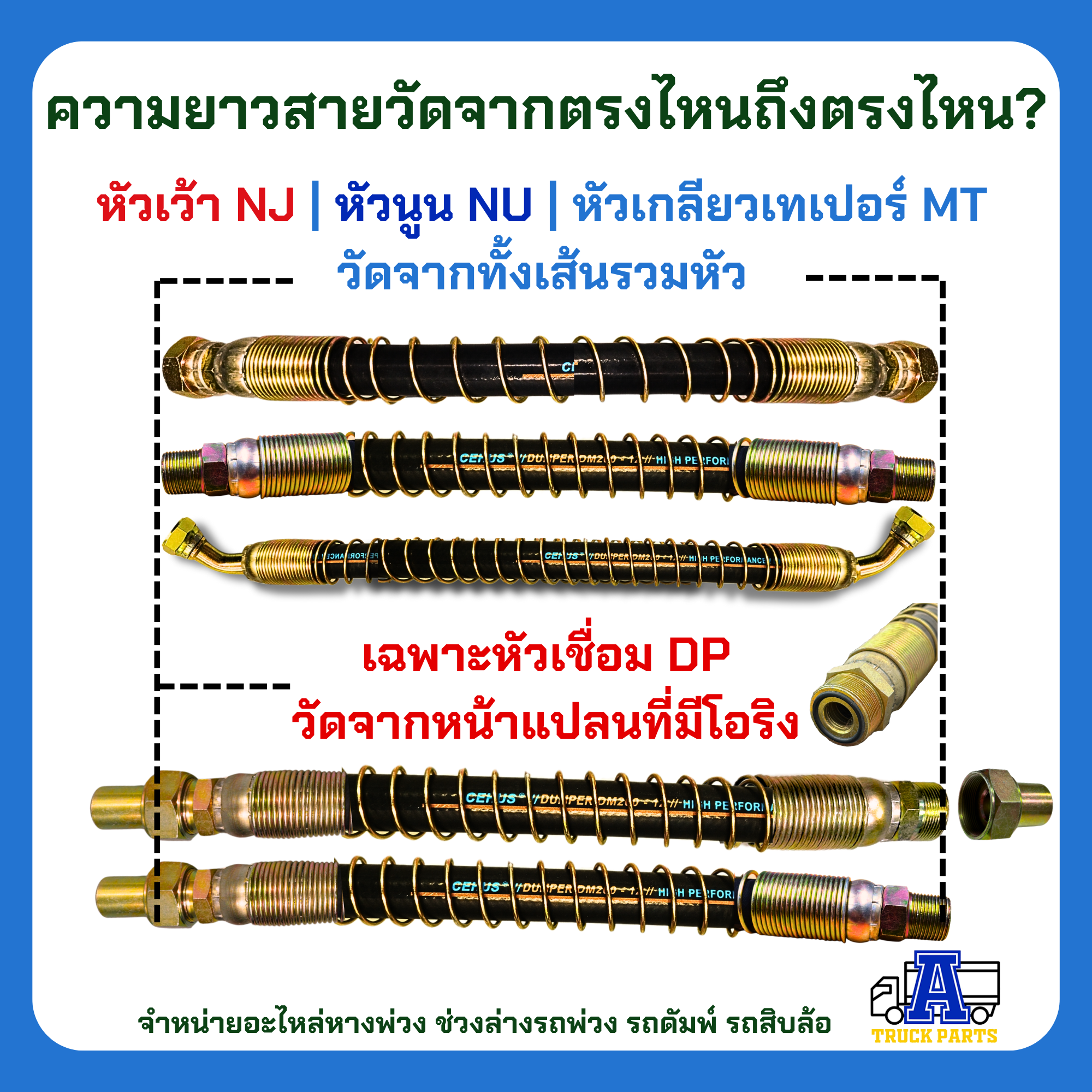 สายไฮดรอลิค 2 ชั้น 3/4" ผิวผ้า หัวสาย NJ/GJS ยาว 1.3 - 2.0 ม 2SN-12