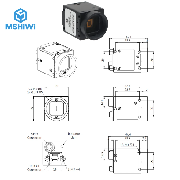 USB 3.0 Vision camera กล้องอินเทอร์เฟสอุตสาหกรรม กล้องดิจิตอลแบบ C-Mouth