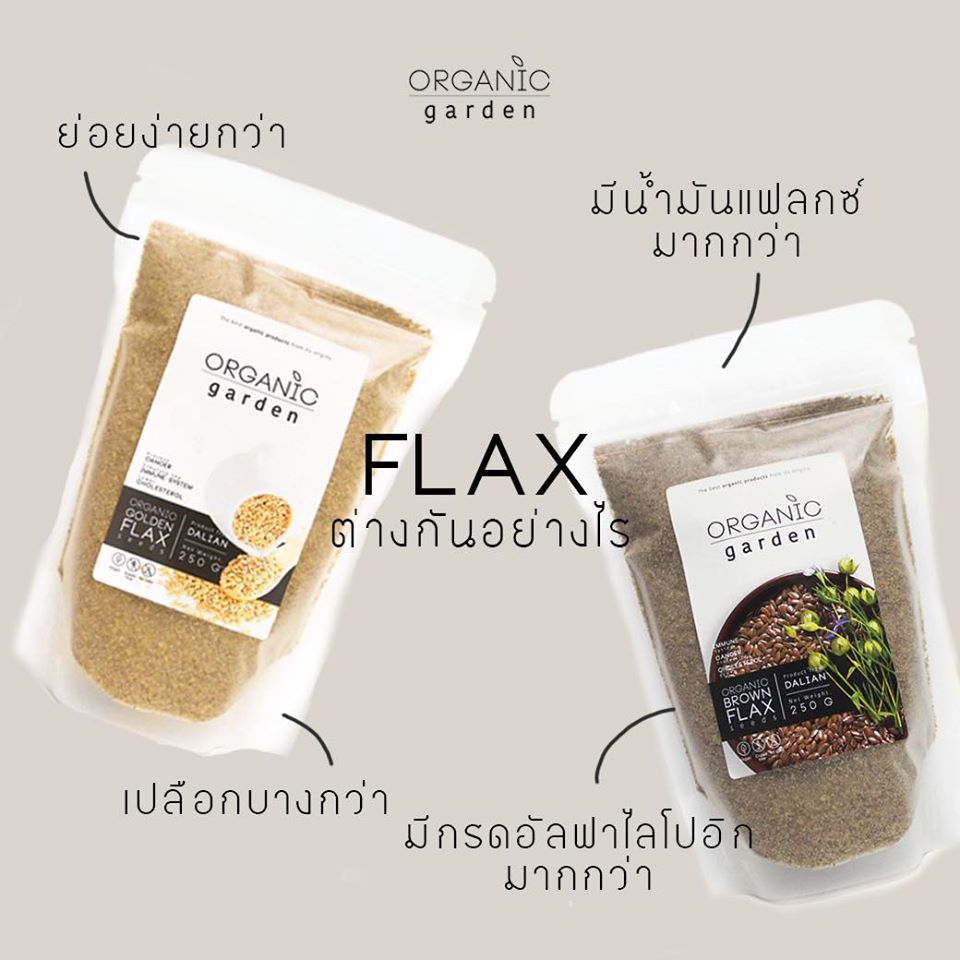 Organic garden แฟลกซ์บด Golden flax , Brown Flax 250 กรัม